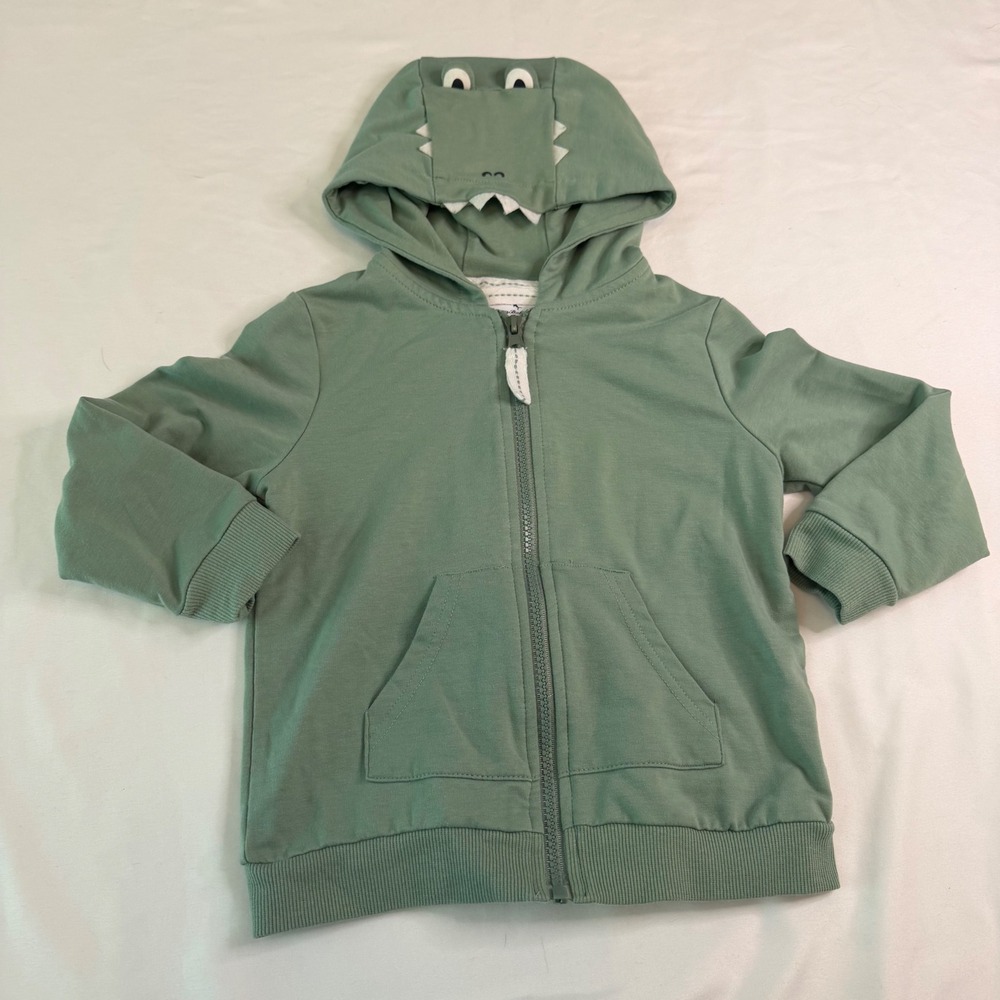 Tommy Bahama Boys 4T Green Crocodile Dinosaur Zip Up Hoodie Sweatshirt